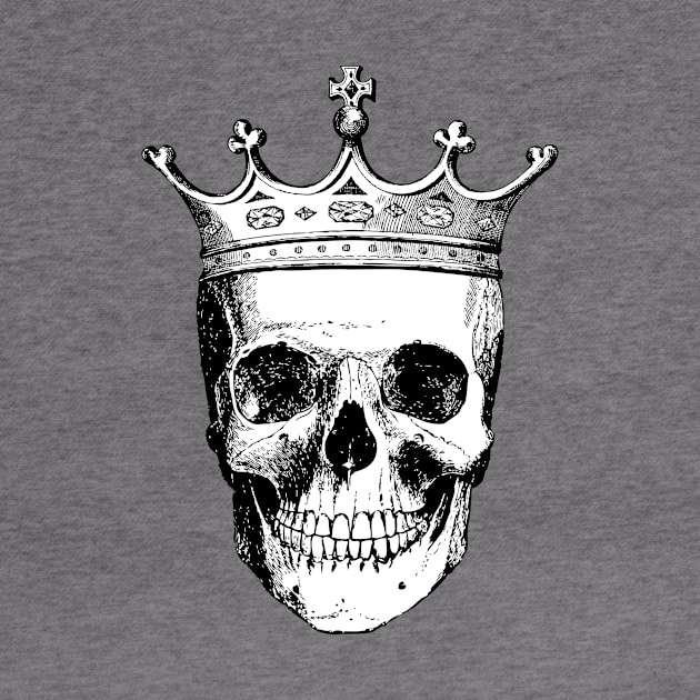 Skull King | Skull with Crown | Skull Wearing a Crown | Vintage Skulls | Black and White | by Eclectic At Heart